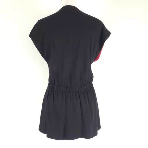 Handmade SIZE XS Color Block REVERSIBLE Black Colorful Cardigan Women Open Front - Picture 8 of 10